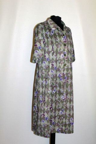 Rochie verde romburi și flori anii 60 - 70