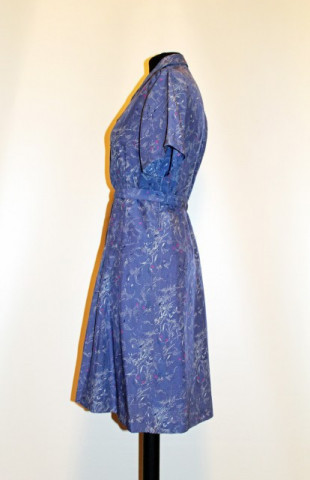 Rochie vintage albastru petrol print punctiform anii '50 - Img 2