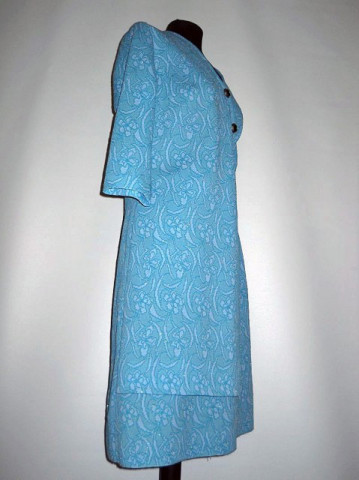 Rochie vintage brocart albastru anii '60