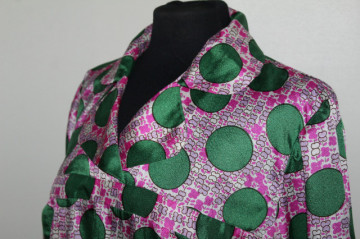 Rochie vintage buline verzi și flori fucsia – anii ’60 - Img 6