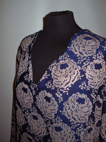 Rochie vintage din brocart albastru anii '60
