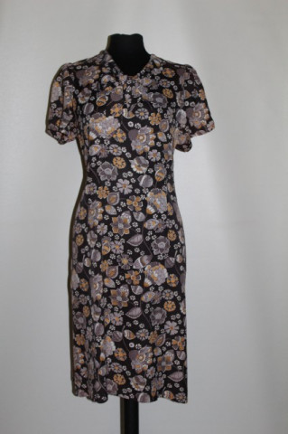 Rochie vintage din satin de mătase naturală maro anii 60