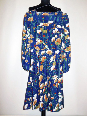 Rochie vintage flori pe fond bleumarin anii '60