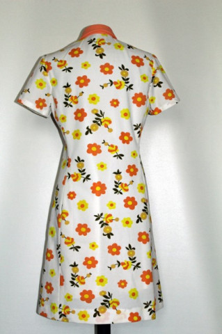 Rochie vintage flori portocalii "Diolen Loft" anii '70