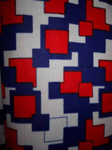Rochie vintage mod print rosu cu albastru anii '60