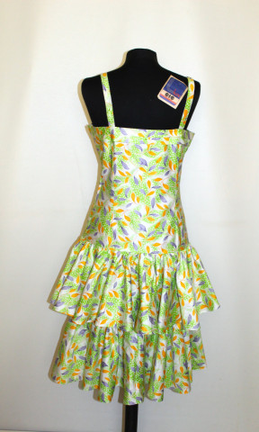 Rochie vintage print frunze și volane anii ’80 – bumbac satinat, stil retro - Img 3