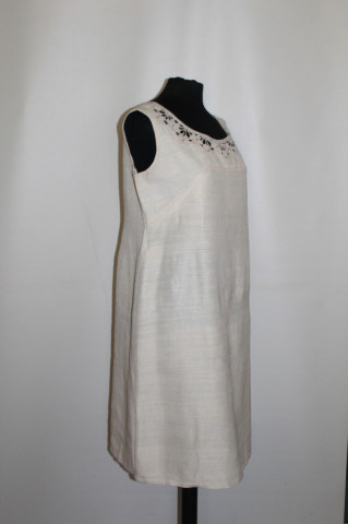 Rochie vintage șantung ivoire anii ’50-’60 – mătase naturală, dantelă manuală - Img 5