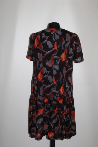 Rochie vintage talie joasă anii ’70 – crepe nylon cu print vegetal stilizat - Img 3