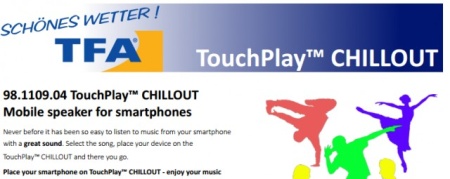 Amplificator portabil wireless TFA TOUCH&amp;PLAY-Muzica de pe smartphone! - Img 3