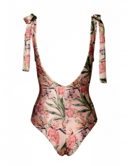 One piece swimsuit bow one the shoulder Flamingo - Img 2