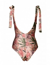 One piece swimsuit bow one the shoulder Flamingo - Img 2