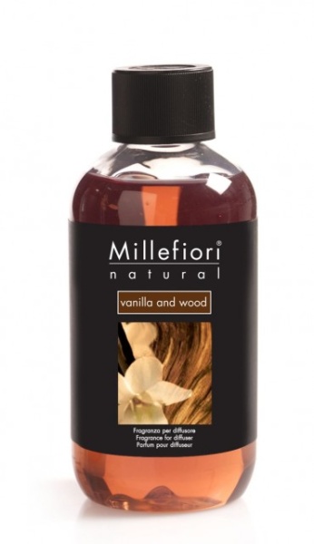 Rezerva de parfum pentru odorizant de camera cu betisoare Millefiori Milano aroma Vanilla & Wood