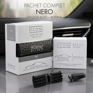 Pachet Millefiori Milano Nero – Odorizant auto + Rezervă Car Icon