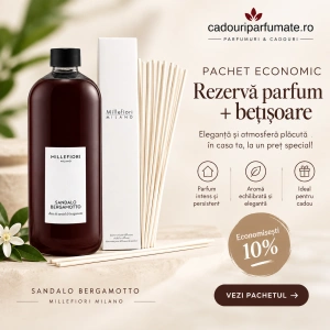 Rezervă Difuzor Millefiori Milano Sandalo Bergamotto (250 ml) + betisoare bambus