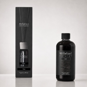 Pachet Millefiori Milano Nero – Odorizant de cameră cu bețișoare 500 ml + rezervă parfum 500 ml