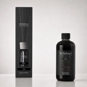 Pachet Millefiori Milano Nero – Odorizant de cameră cu bețișoare 500 ml + rezervă parfum 500 ml