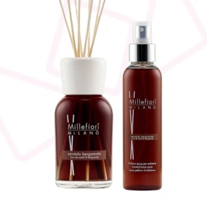 Pachet Sandalo bergamotto Millefiori Milano difuzor de parfum + spray de camera