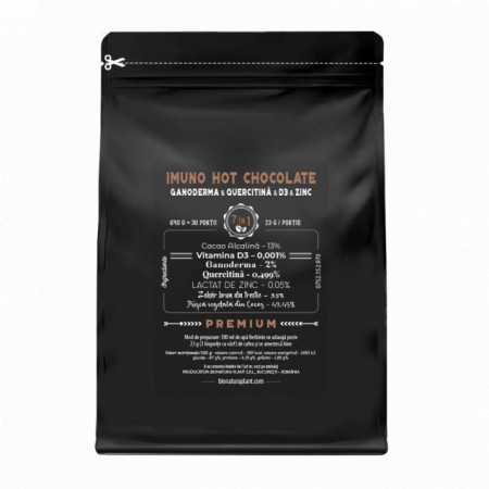 Hot Chocolate 7in1 cu Ganoderma & Quercitinã & D3 & Zinc - 690g - veg (30 de portii)