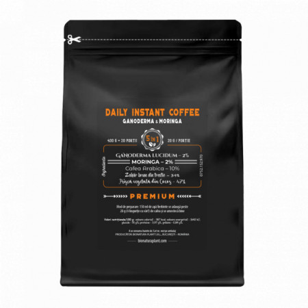 Daily Instant Coffee 5 in1 cu Ganoderma+Moringa - 400g veg (20 de portii)