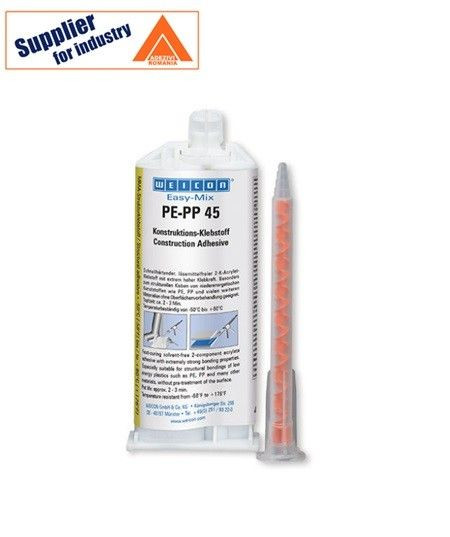 Adeziv rezistent si rapid Weicon Easy-Mix PE-PP 50 bicomponent pe bază de acrilat de metil 24ml