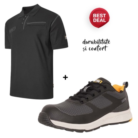 Pachet de lucru vara JCB: Hanorac gros și durabil + Tricou bumbac 100%