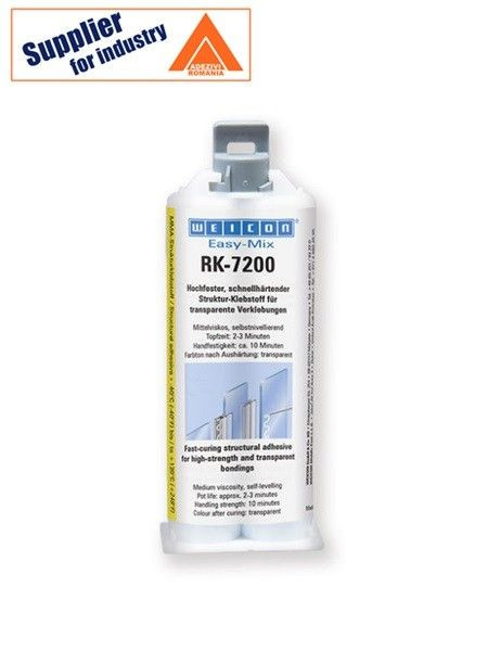 Adeziv transparent puternic Easy-Mix RK-7200 rezistent la impact, intarire rapida 50g