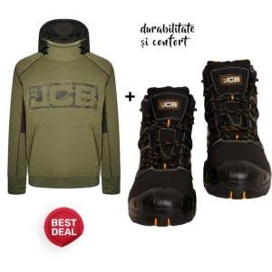 Pachet de lucru JCB: Hanorac gros și durabil + Bocanci S3