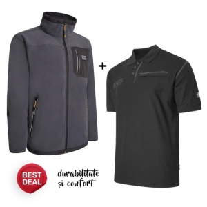 Pachet de lucru JCB: Fleece gros și durabil + Tricou bumbac 100%