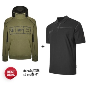 Pachet de munca JCB: Hanorac gros și durabil + Tricou bumbac 100%