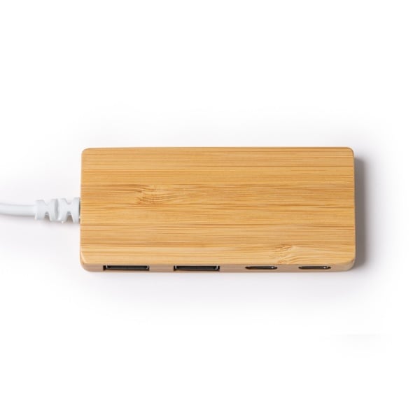 Port hub USB din bambus