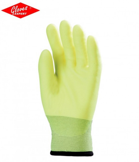 Mănuși de bază din poliester rezistente la abraziune, galben fluo