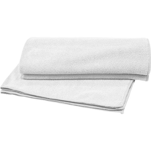 Prosop de plajă cu design bicolor și bandă elastică practică pentru pliere ușoară