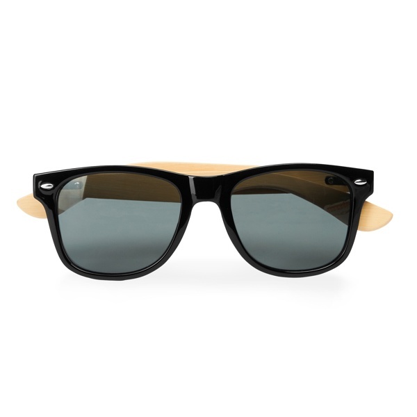 Ochelari de soare cu un design atrăgător, cu rame lucioase și brate din bambus natural