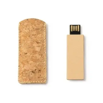 Stick de Memorie USB din carton reciclat cu carcasă din plută naturală
