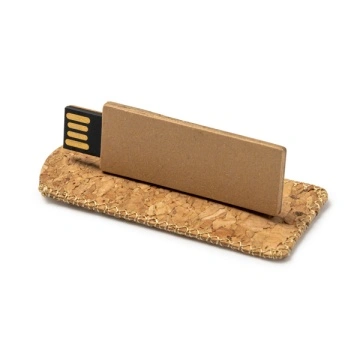 Stick de Memorie USB din carton reciclat cu carcasă din plută naturală - Img 2