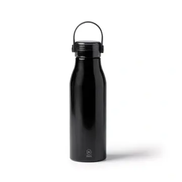 Sticlă din aluminiu reciclat cu capac transparent și mâner din silicon asortat
