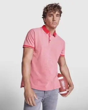 Tricou polo în culori melanj, cu mânecă scurtă