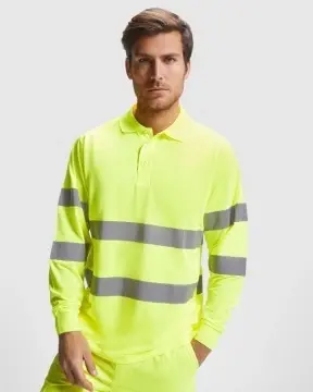 Tricou polo tehnic reflectorizant cu mânecă lungă
