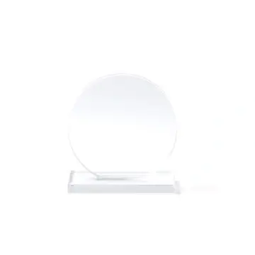 Trofeu din sticlă cu design circular și bază dreptunghiulară