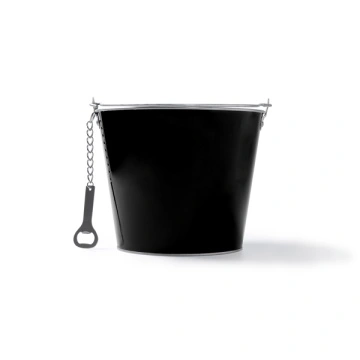 Găleată de culoare metalică cu deschizător de sticle din aluminiu inclus