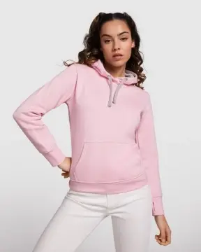 Hanorac cambrat în stil feminin cu glugă bicoloră din material dublu