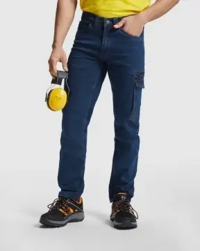 Pantaloni din denim santier cu buzunare multiple