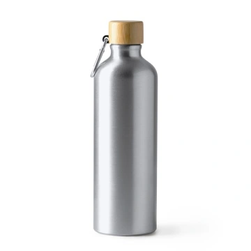 Sticlă din aluminiu cu carabină pentru transport ușor și capac din bambus
