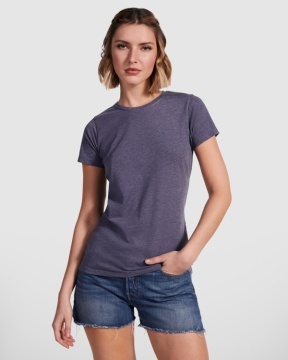 Tricou dama cu mânecă scurtă cambrat, în culori melanj - Img 1