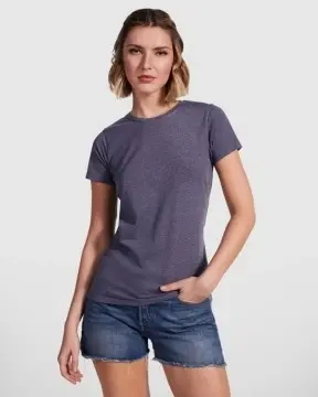 Tricou dama cu mânecă scurtă cambrat, în culori melanj