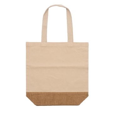 Geantă din bumbac reciclat de 330 g/mp și iută naturală