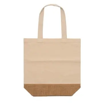 Geantă din bumbac reciclat de 330 g/mp și iută naturală