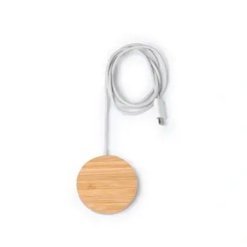 Încărcător wireless din bambus și funcție magnetică