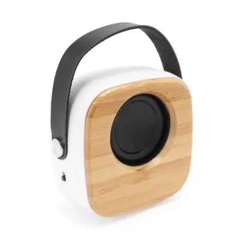 Difuzor wireless Bluetooth cu corp ABS, față din bambus natural și membrană vizibilă