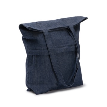 Geantă din material denim reciclat cu buzunar frontal cu fermoar - Img 2